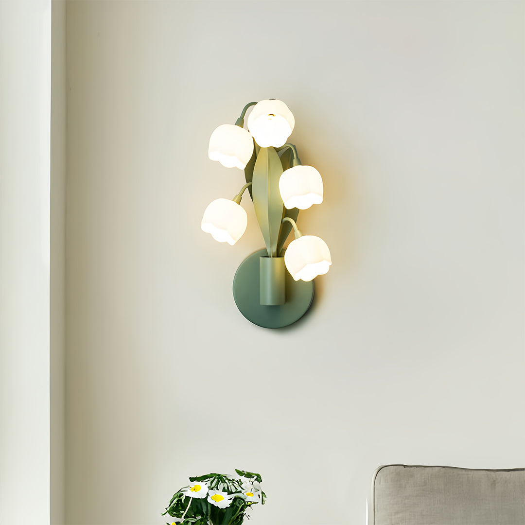 French Country Bellflower Glass Wall Sconce – Floral Indoor Wall Light