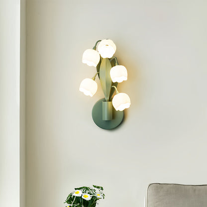 French Country Bellflower Glass Wall Sconce – Floral Indoor Wall Light