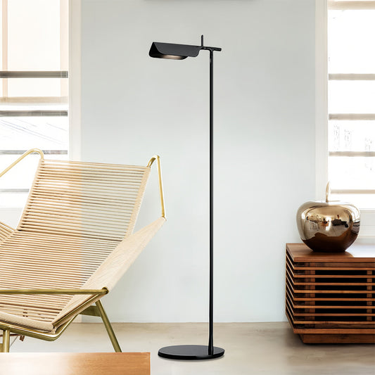 Compact Nordic LED Reading Floor Lamp 180° Rotating Head 350° Swivel Electroplated Iron Acrylic Shade 3000K Black White 43''