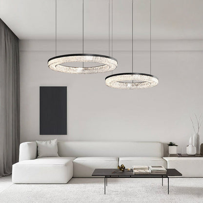 Copper Ring Chandelier Dimmable LED 3000K 6000K Remote 10 Configurations Black