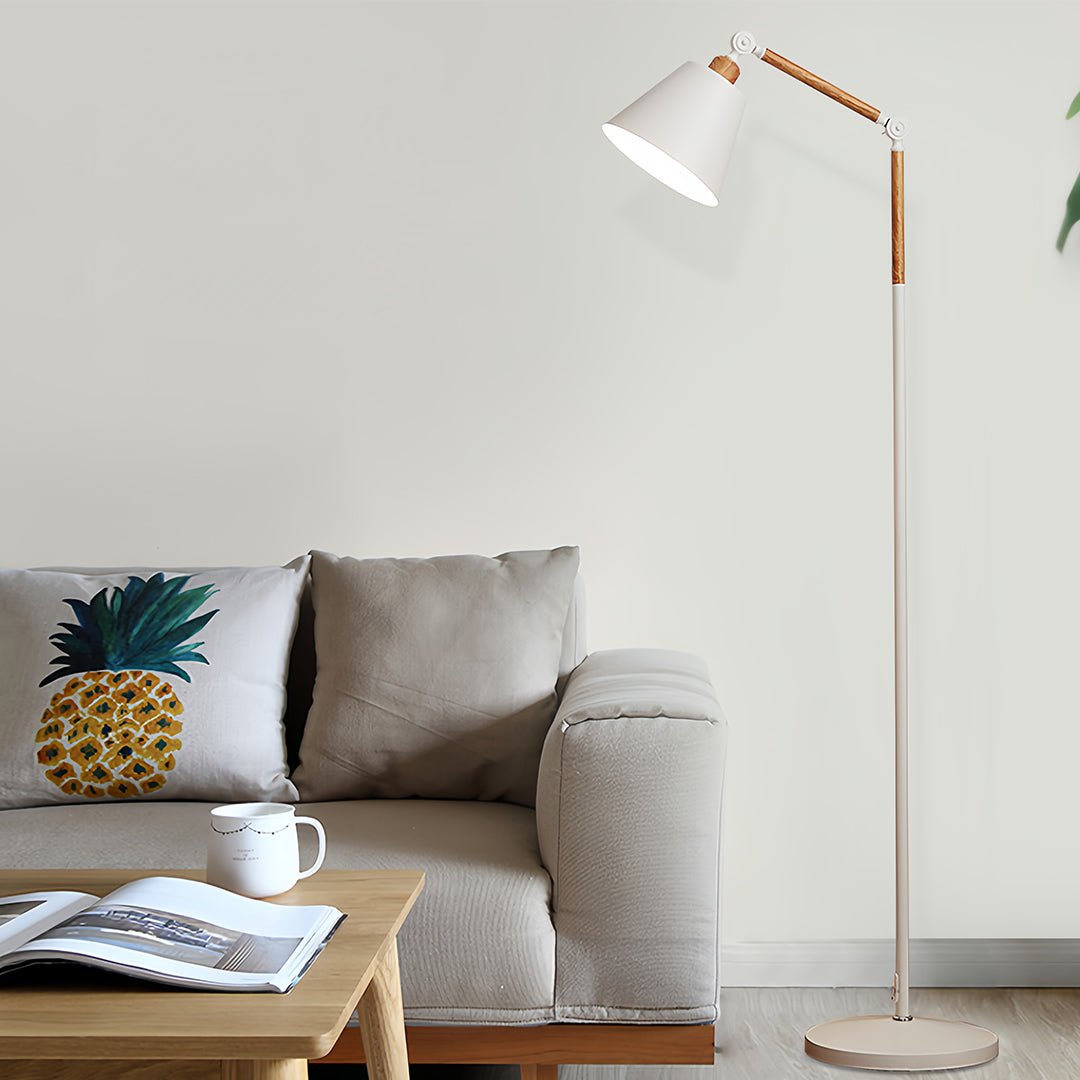 Floor Reading Lamp LED Dimmable Remote 180 Degree Adjustable Arm E27 Iron Baked Paint Eye Care Black White 63 Inch