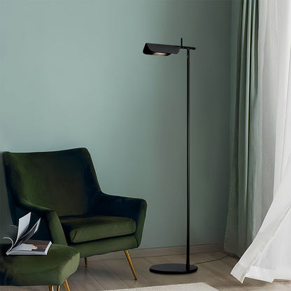 Compact Nordic LED Reading Floor Lamp 180° Rotating Head 350° Swivel Electroplated Iron Acrylic Shade 3000K Black White 43''