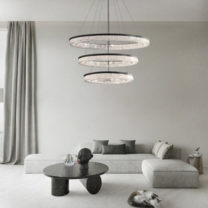 Copper Ring Chandelier Dimmable LED 3000K 6000K Remote 10 Configurations Black
