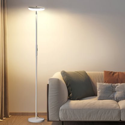 Modern Floor Lamp LED 360 Degree Adjustable Head Uplight Downlight Acrylic Disc Iron Dimmable Remote 3 Color Modes Black White 71 Inch