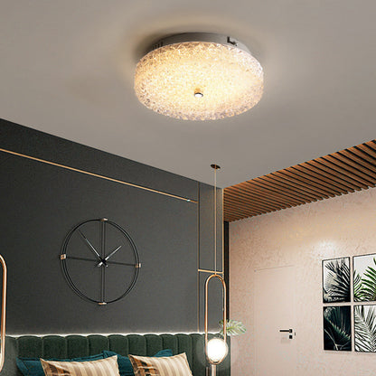 Crushed Ice Glass Crystal Flush Mount Chrome Two Sizes Three Modes