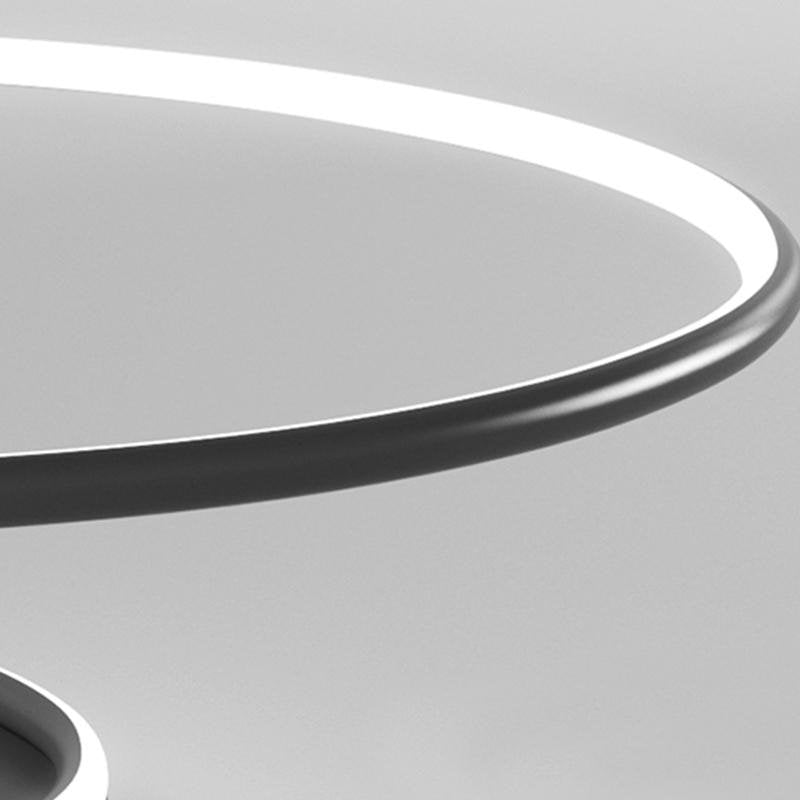 Wire-Inspired Circular LED Semi-Flush Mount Ceiling Light Modern Aluminum Acrylic White Black Dimmable 16 Inch