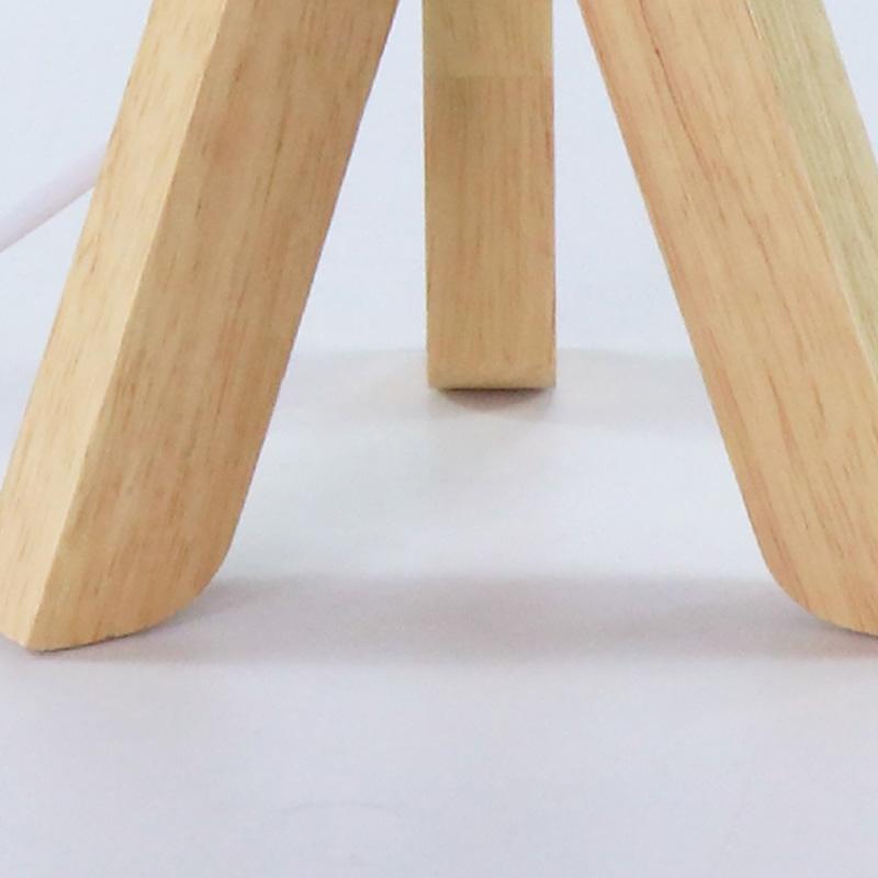 Modern Table Lamp Rubber Wood Tripod Base White Linen Drum Shade E27 LED Nordic Rustic Bedside Living Room 15 Inch