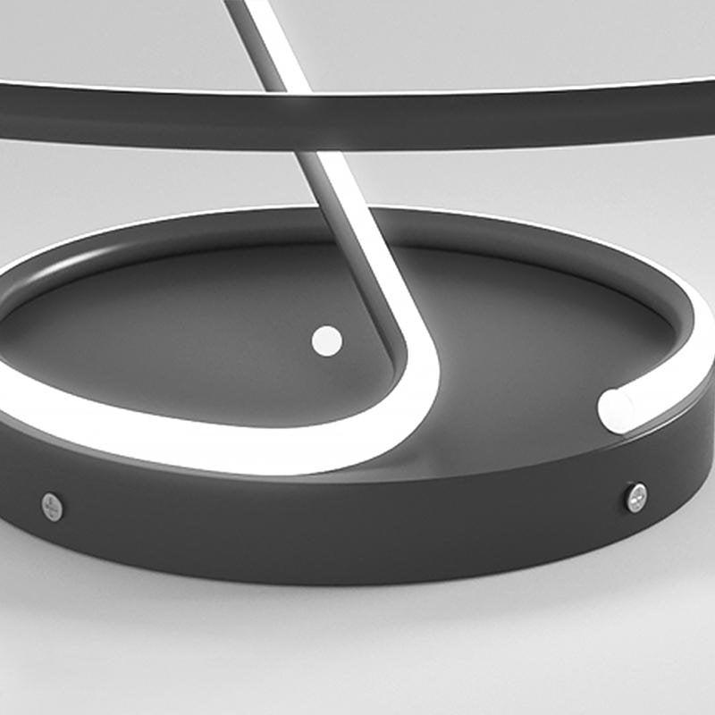 Wire-Inspired Circular LED Semi-Flush Mount Ceiling Light Modern Aluminum Acrylic White Black Dimmable 16 Inch
