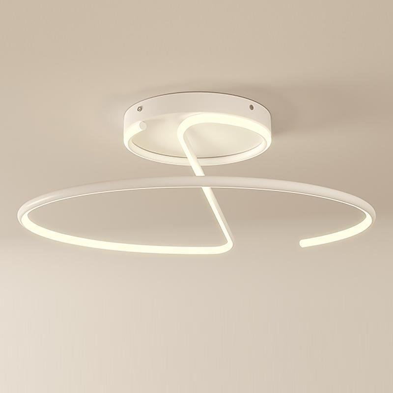 Wire-Inspired Circular LED Semi-Flush Mount Ceiling Light Modern Aluminum Acrylic White Black Dimmable 16 Inch