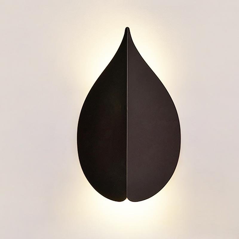 Leaf Shaped LED Wall Sconce Modern Organic Indoor Bedroom Hallway White Black
