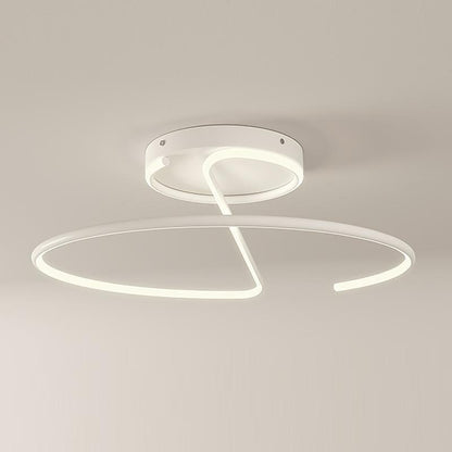 Wire-Inspired Circular LED Semi-Flush Mount Ceiling Light Modern Aluminum Acrylic White Black Dimmable 16 Inch