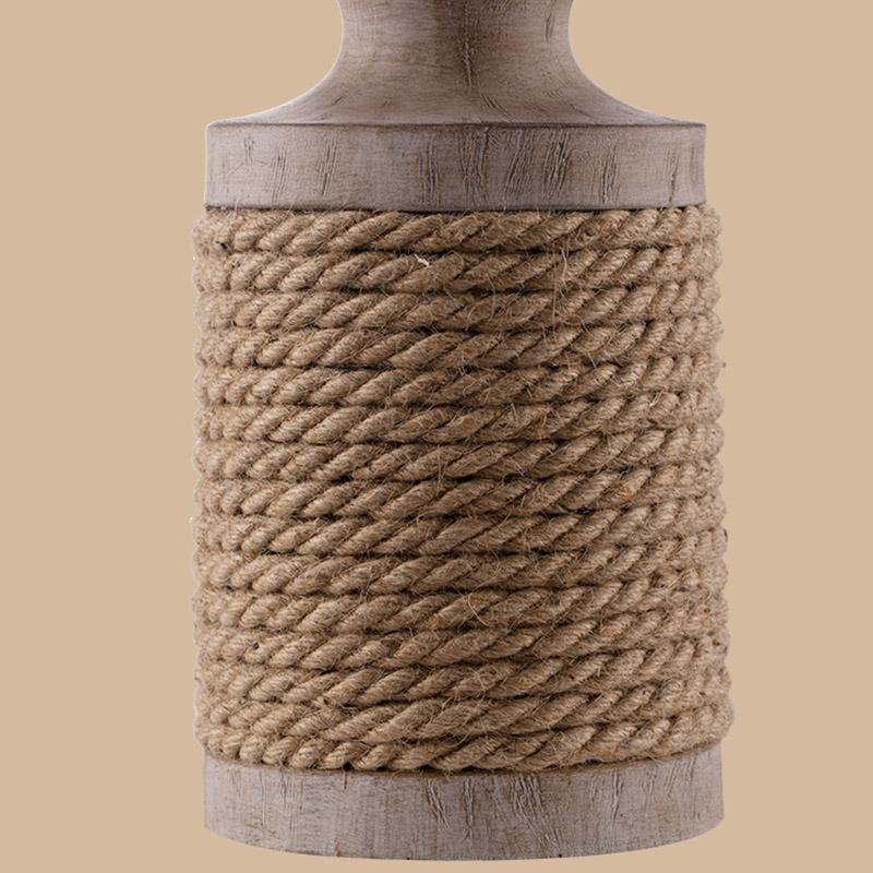 Modern Table Lamp Rustic Rope Stone Base Oatmeal Fabric Drum Shade E26 E27 LED Coastal Farmhouse Bedside Living Room 20 Inch