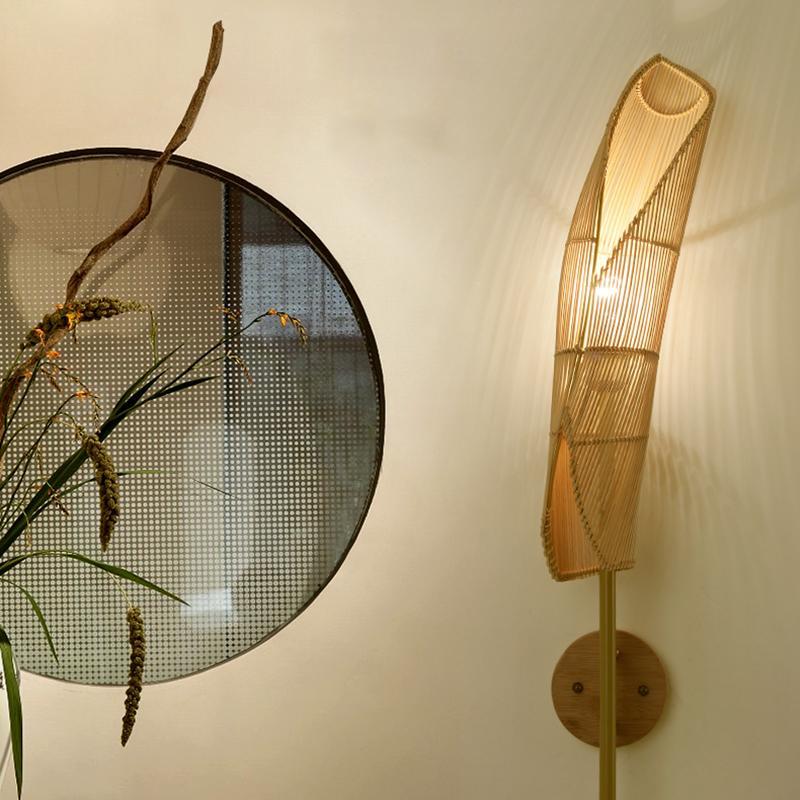 Freeform Bamboo Wall Sconce E26/E27 Natural Organic Sculptural Hardwired Indoor 18.9''