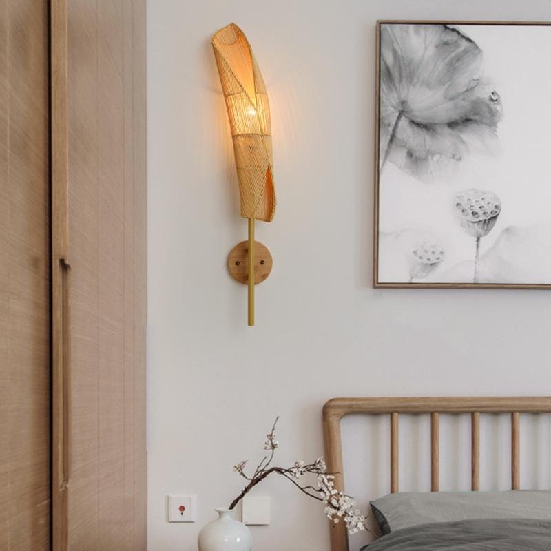 Freeform Bamboo Wall Sconce E26/E27 Natural Organic Sculptural Hardwired Indoor 18.9''