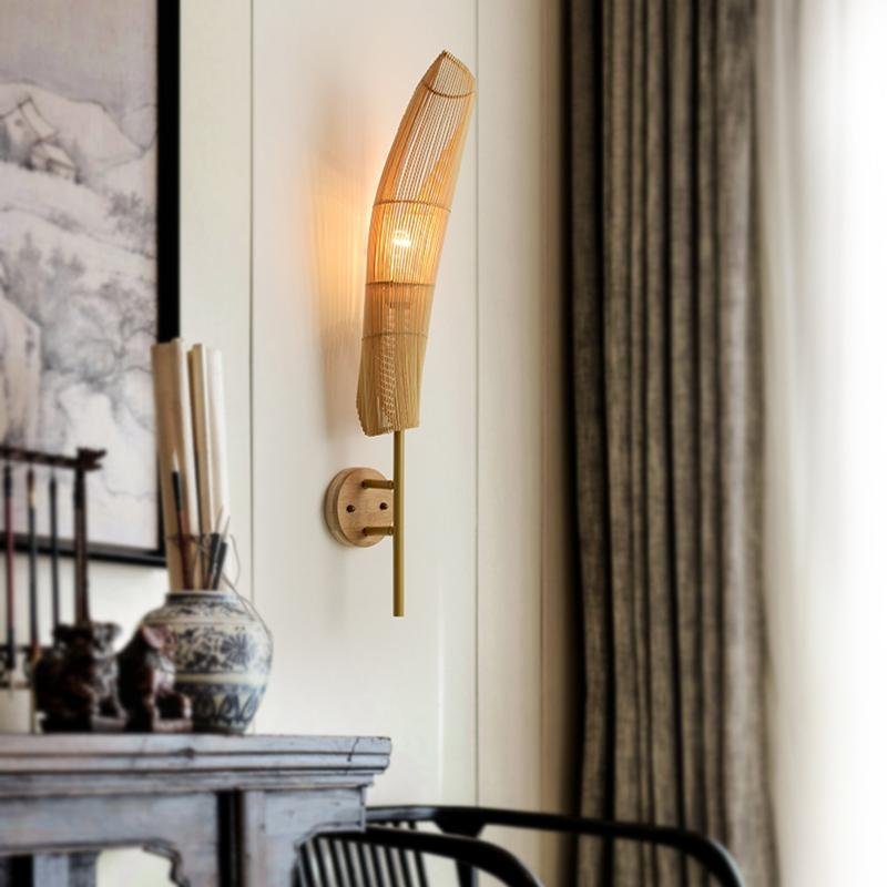 Freeform Bamboo Wall Sconce E26/E27 Natural Organic Sculptural Hardwired Indoor 18.9''