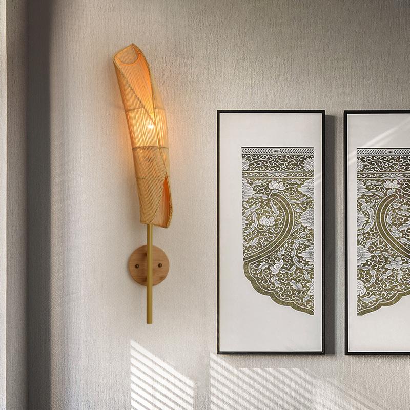 Freeform Bamboo Wall Sconce E26/E27 Natural Organic Sculptural Hardwired Indoor 18.9''