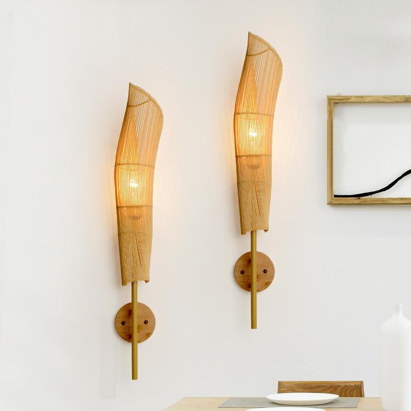Freeform Bamboo Wall Sconce E26/E27 Natural Organic Sculptural Hardwired Indoor 18.9''