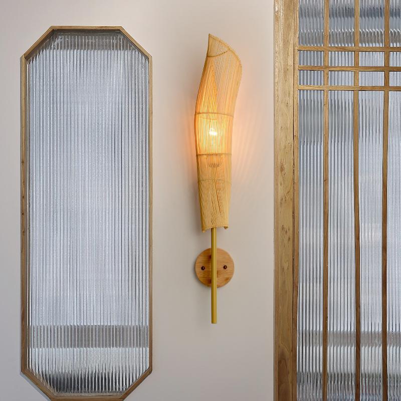 Freeform Bamboo Wall Sconce E26/E27 Natural Organic Sculptural Hardwired Indoor 18.9''