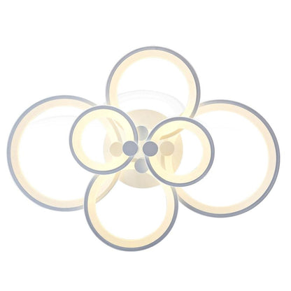 Multi-Ring Cluster Semi-Flush Mount Ceiling Light — Modern Contemporary Metal Acrylic LED 6 Light White Black Coffee