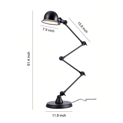 Industrial Articulated Floor Reading Lamp 4-Segment Iron Arm E27 LED 3000K Warm White Foot Switch Black White 61''