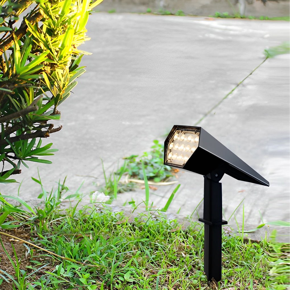 Solar Spotlight Outdoor Adjustable Garden Spike Light LED IP65 Warm White RGB 3W 210LM Auto Dusk to Dawn Black 2 Pack