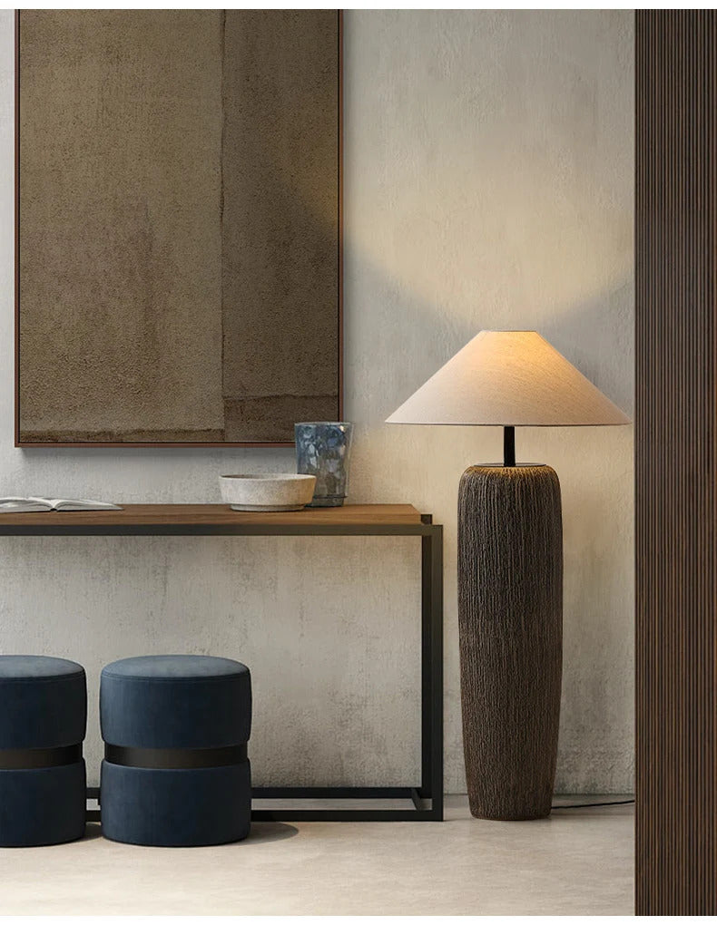 Quiet Pottery Ceramic Floor Lamp – Zen Fabric Shade