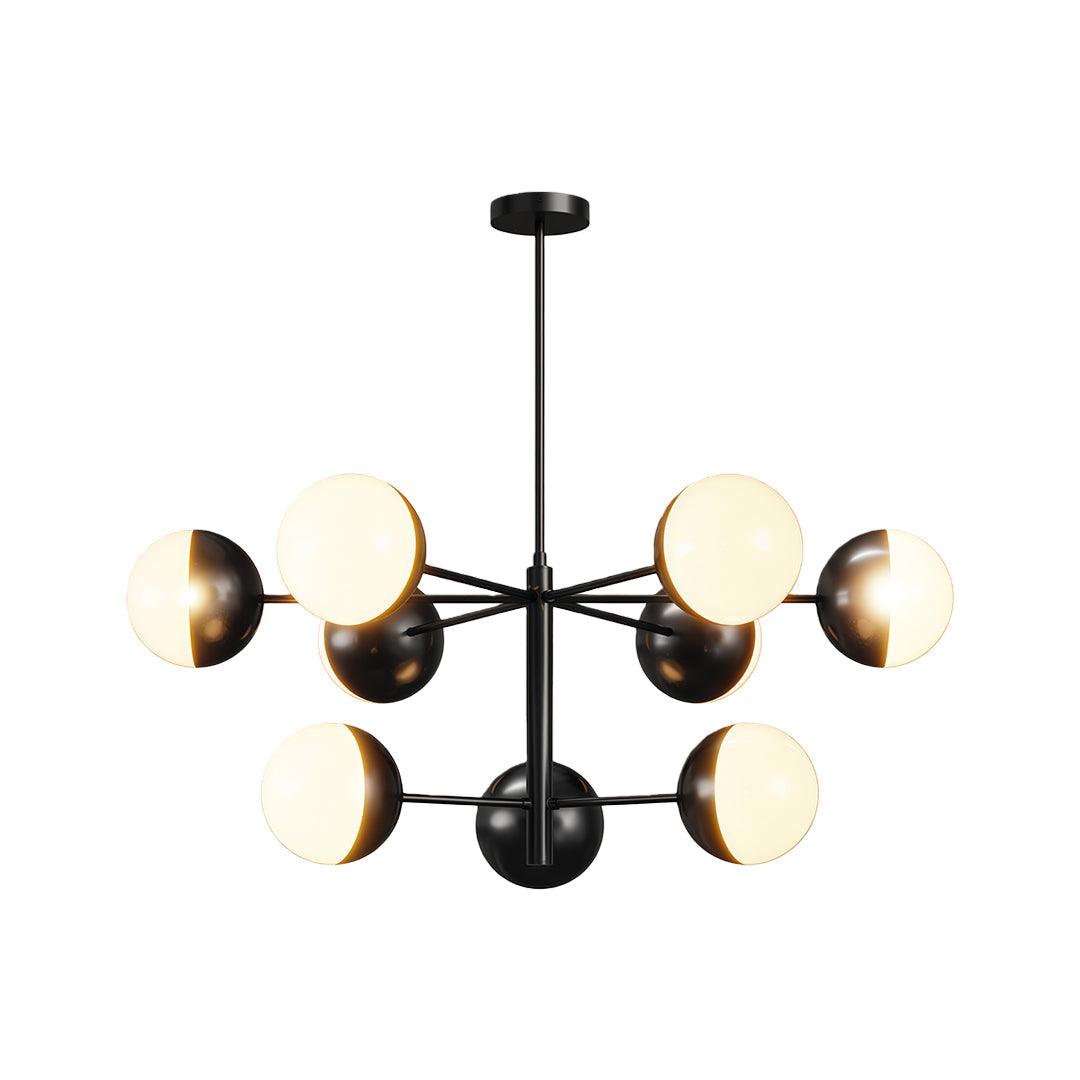 White Glass Globe Chandelier Modern Nordic Copper Nickel Black Living Room Dining Room