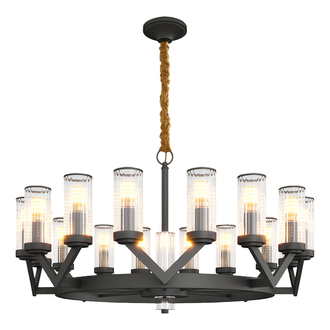 Fluted Cylinder Drop Chandelier