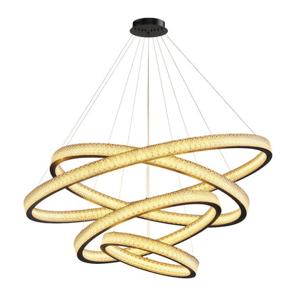 Copper Ring Chandelier White Acrylic Dimmable LED 3000K 6000K Remote 7 Sizes