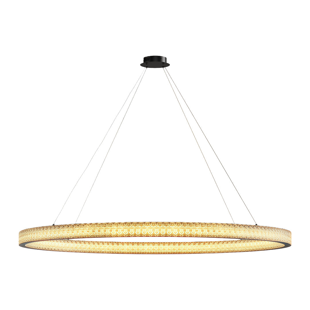 Copper Ring Chandelier White Acrylic Dimmable LED 3000K 6000K Remote 7 Sizes