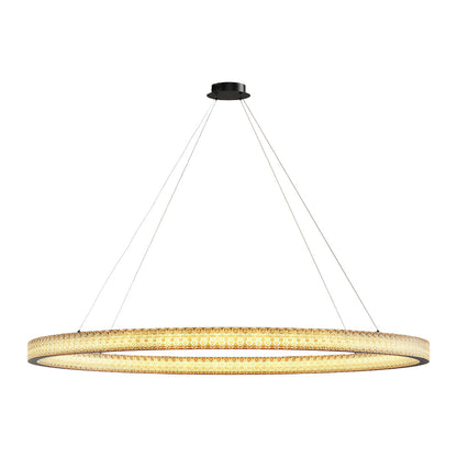 Copper Ring Chandelier White Acrylic Dimmable LED 3000K 6000K Remote 7 Sizes