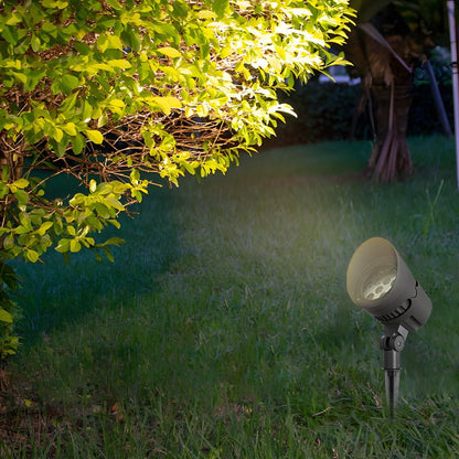 Hardwired LED Outdoor Spotlight 18W Adjustable Die-Cast Aluminum Tempered Glass IP65 4 CCT Options Black