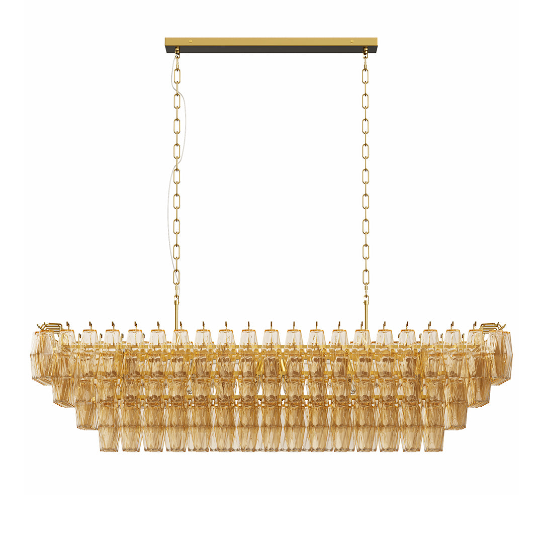 Grand-Scale Iron Frame Chandelier with Cascading Glass Drops
