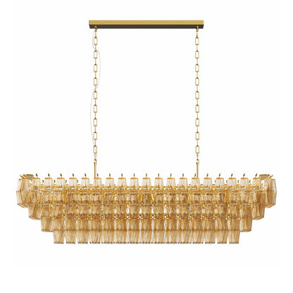 Grand-Scale Iron Frame Chandelier with Cascading Glass Drops