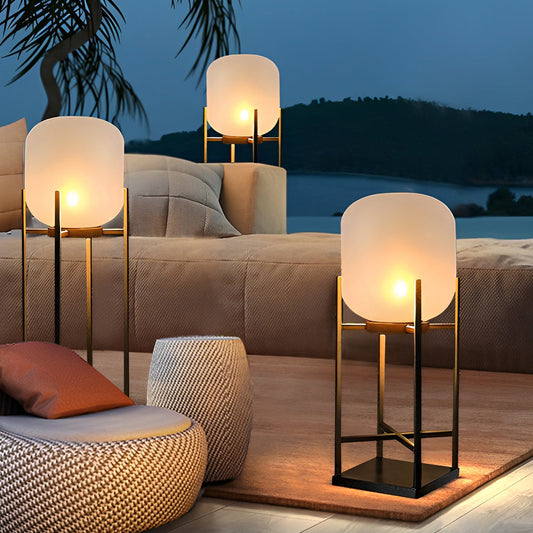 Outdoor Standing Light Lantern LED Metal Floor Lamp
