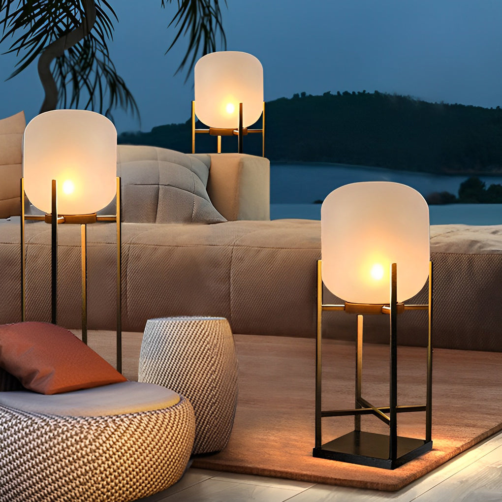 Retro Modern Stainless Steel Lantern LED Outdoor Floor Lamp IP65 Solar/Hardwired E27