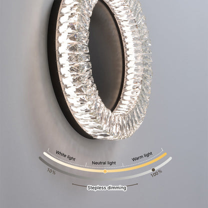 Black Crystal Halo Flush Mount Round Remote Dimming Three Sizes