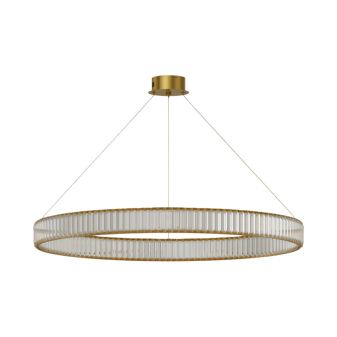 Crystal Ring Chandelier Solid Copper Clear Crystal Rods Integrated LED 3-Step Dimming American Style