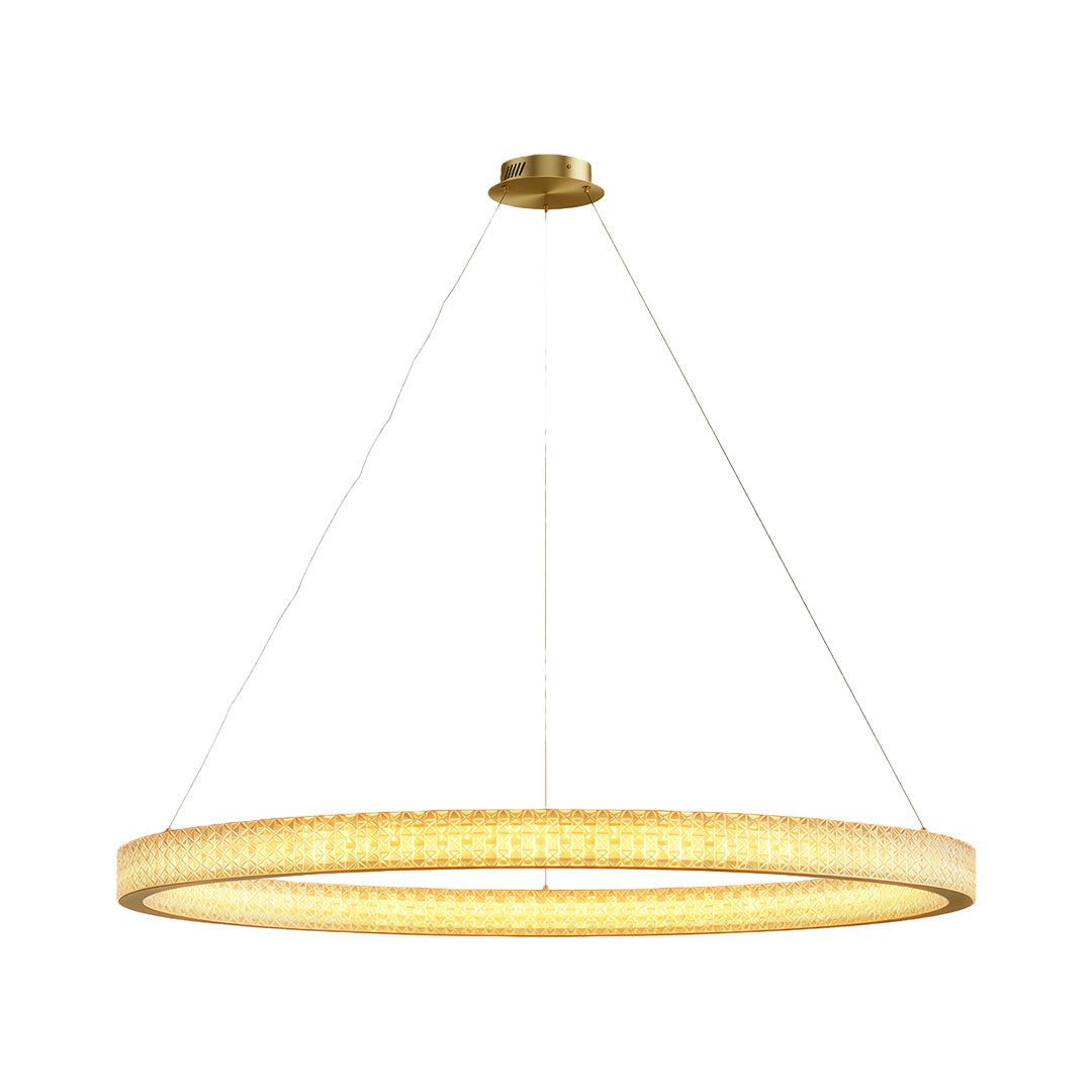 Copper Ring Chandelier White Acrylic Dimmable LED 3000K 6000K Remote 7 Sizes