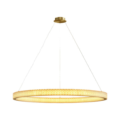 Copper Ring Chandelier White Acrylic Dimmable LED 3000K 6000K Remote 7 Sizes
