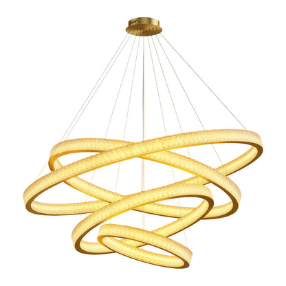 Copper Ring Chandelier White Acrylic Dimmable LED 3000K 6000K Remote 7 Sizes