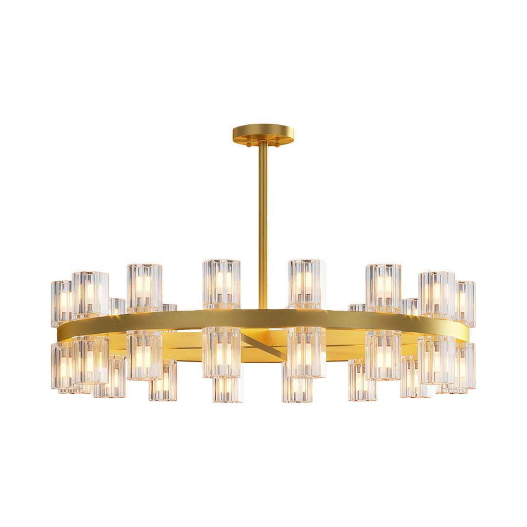 Crystal Chandelier Solid Copper Glass Cylinder Matrix G4 American Style Large-Scale