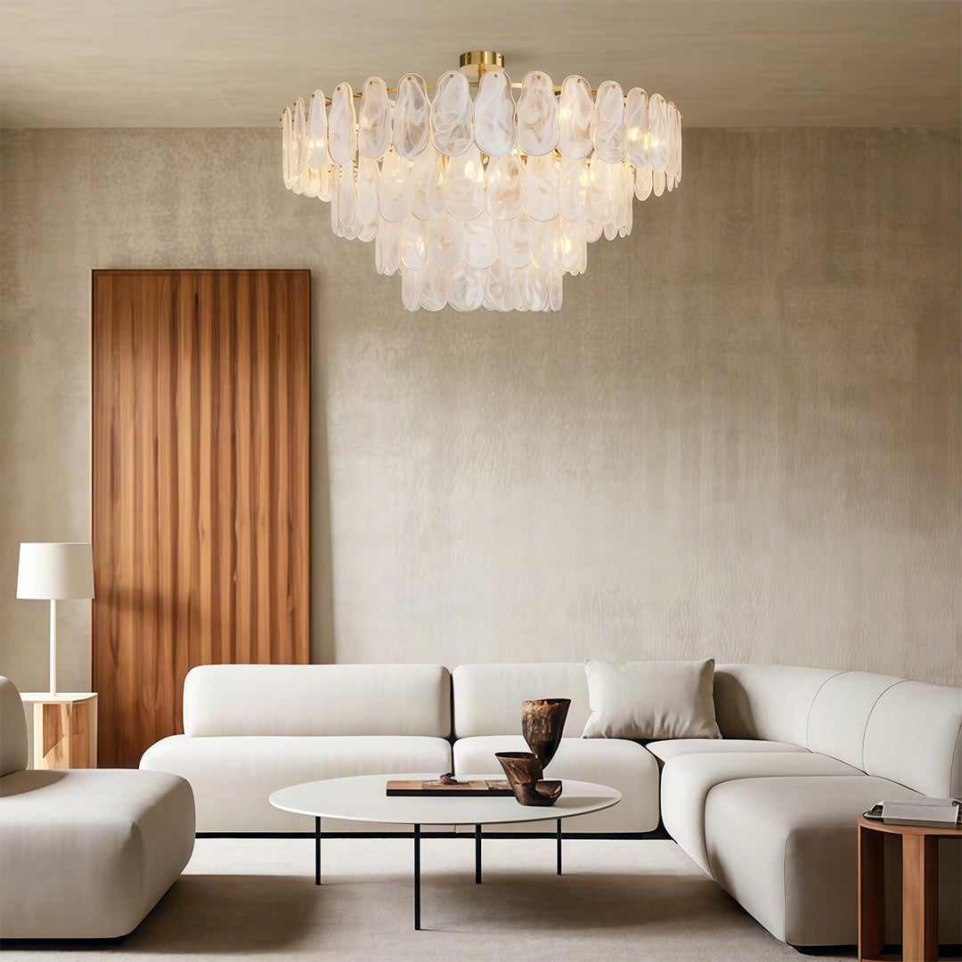 Midcentury Modern Copper Glass Chandelier for Dining Room Luxury Ceiling Lighting