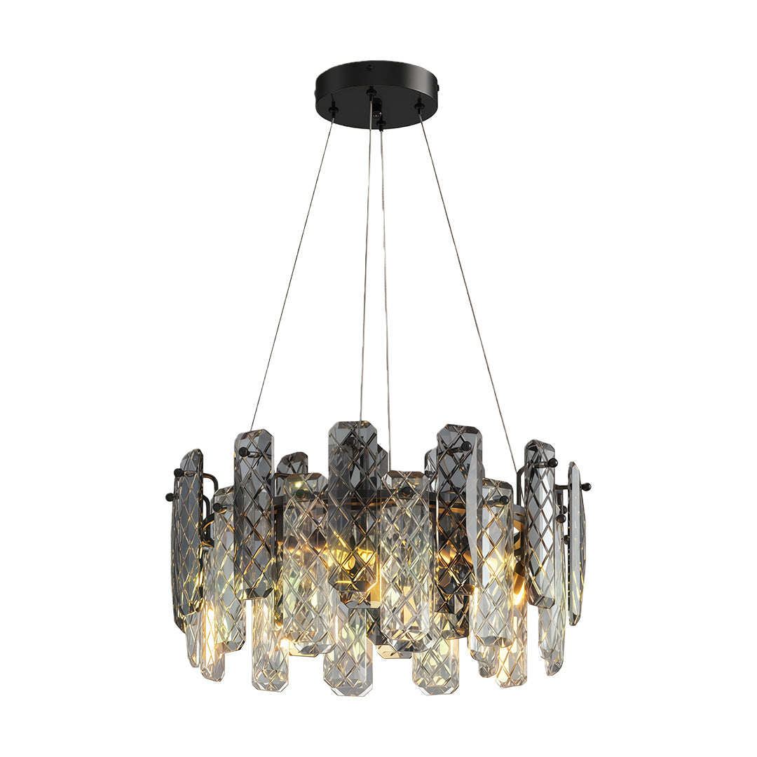 Contemporary Crystal Chandelier Solid Copper Textured Crystal Rods Eye-Protecting E14 French Style