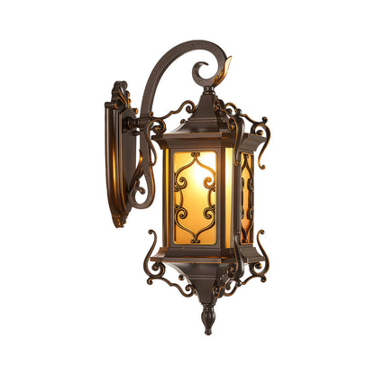 European Gilded Aluminium Outdoor Wall Lantern E27 IP65 Coffee Gold
