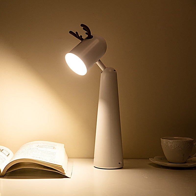 Antler Desk Lamp White ABS USB Rechargeable Night Light 2-Step Dimming Warm White 5W 15 Inch