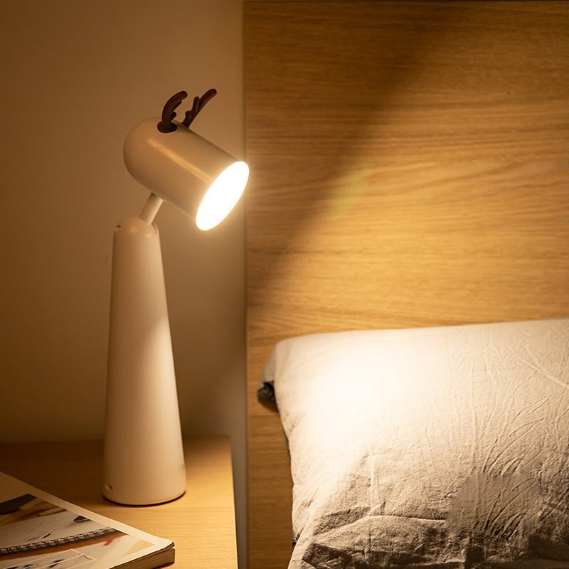 Antler Desk Lamp White ABS USB Rechargeable Night Light 2-Step Dimming Warm White 5W 15 Inch