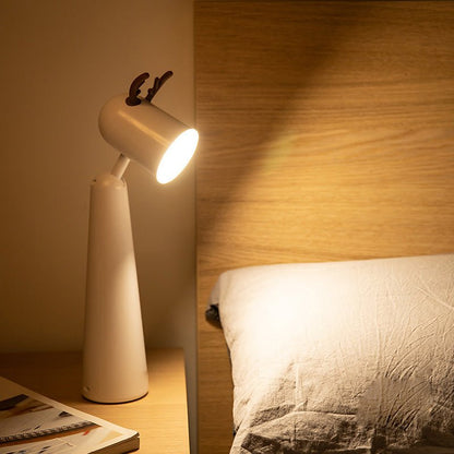 Antler Desk Lamp White ABS USB Rechargeable Night Light 2-Step Dimming Warm White 5W 15 Inch