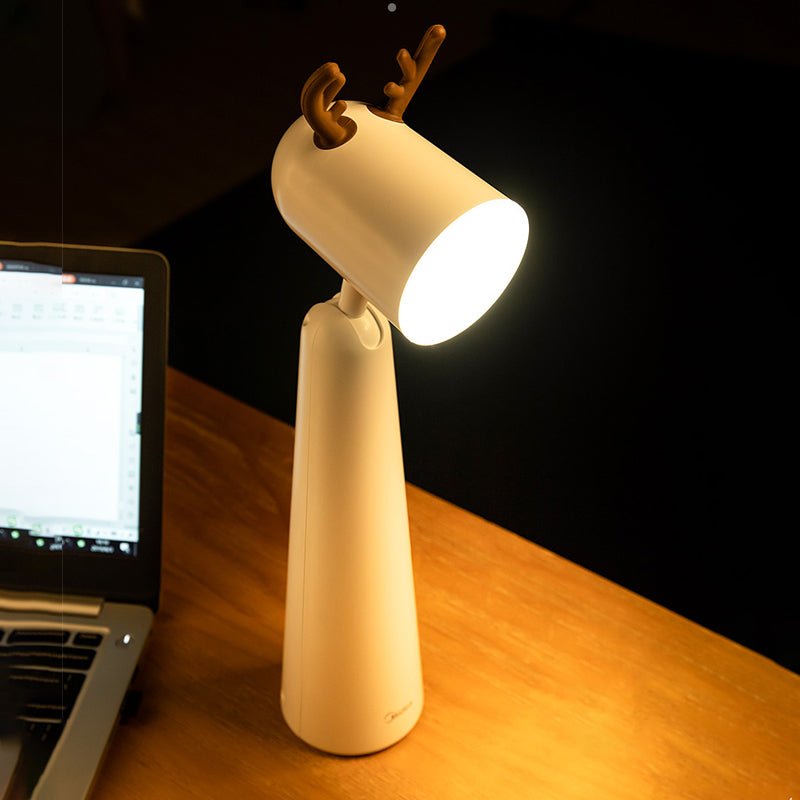 Antler Desk Lamp White ABS USB Rechargeable Night Light 2-Step Dimming Warm White 5W 15 Inch
