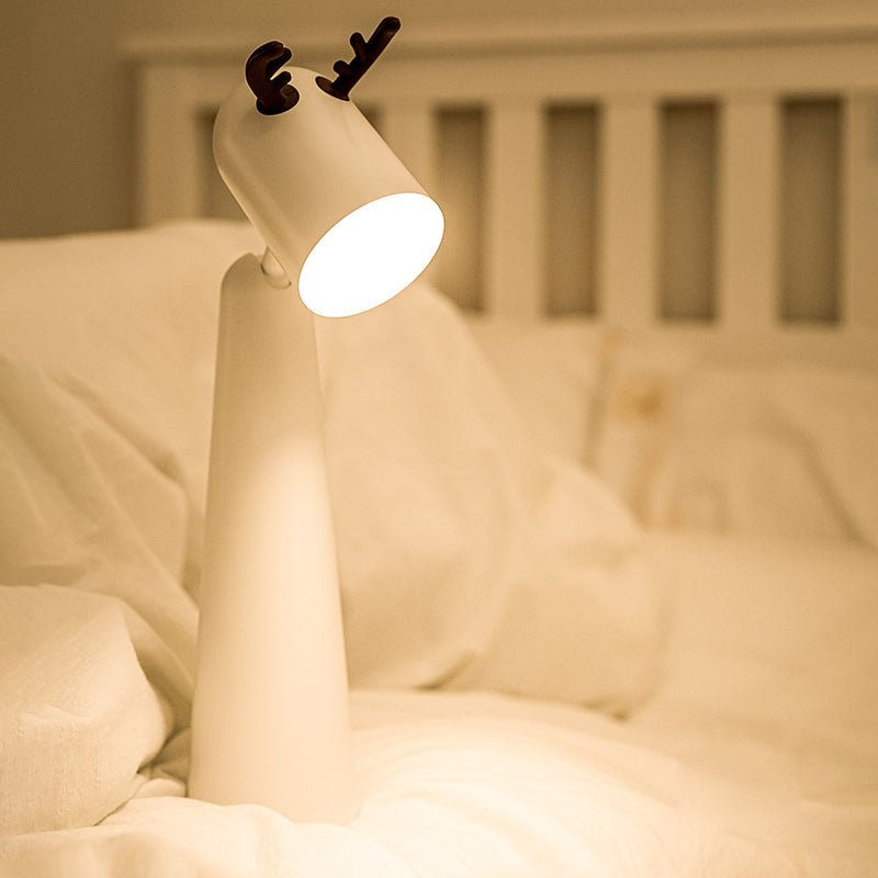Antler Desk Lamp White ABS USB Rechargeable Night Light 2-Step Dimming Warm White 5W 15 Inch